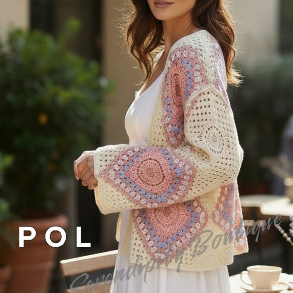 POL Ready for Spring Easter Pastel Lightweight Slouchy Drop Shoulder Cardigan - Picture 4 of 11